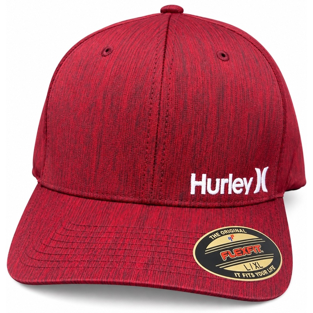 Hurley Corp Textures Flexfit Hat Mens L/XL Burgundy Red Stretch Cap NWT yupoong